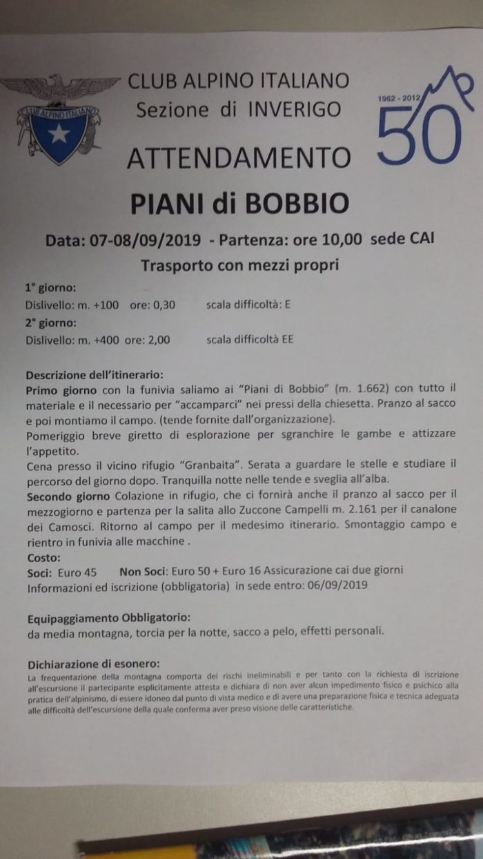 7, 8 settembre	- Attendamento AG @ da definire